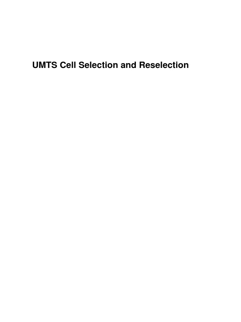 Umts Cell Selection and Reselection | PDF | Telecommunications ...