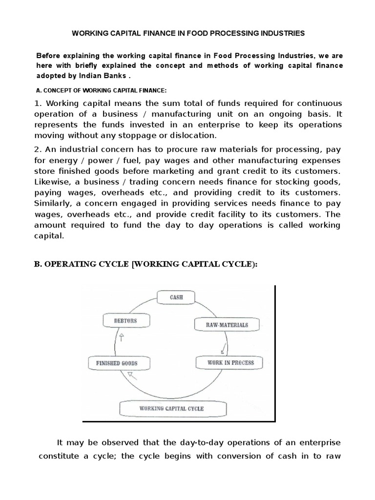 Working Capital Finance in Food Processing Industries | PDF | Credit ...