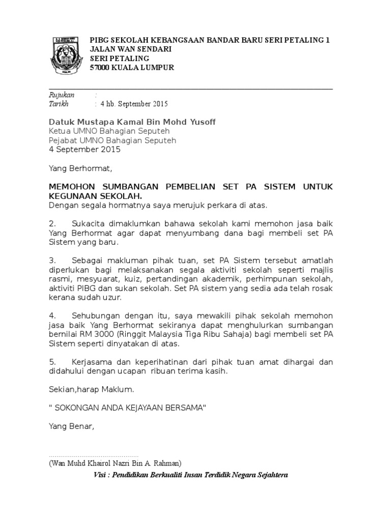 Mohon Sumbangan Pa System Nydp Pdf