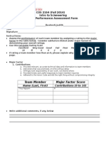 Peer Performance Assessment Form Intro to Scieneering