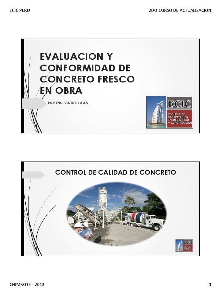 Evaluación y control de calidad del concreto fresco en obra | PDF ...