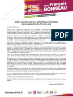 Régionales 2015_Lettre Ouverte de François Bonneau Aux Elus Et Electeurs Centristes Région Centre-Val de Loire 13nov2015