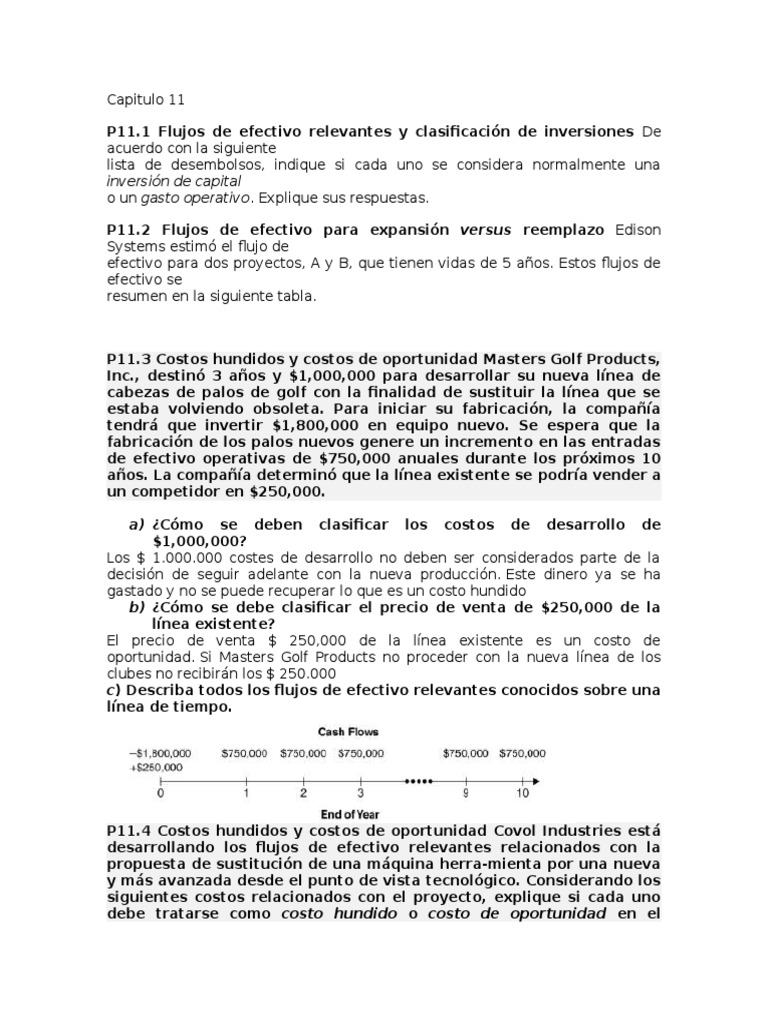 Capitulo 11 Administraccion Financiera Gitman Ejercicio Resuelto | PDF ...