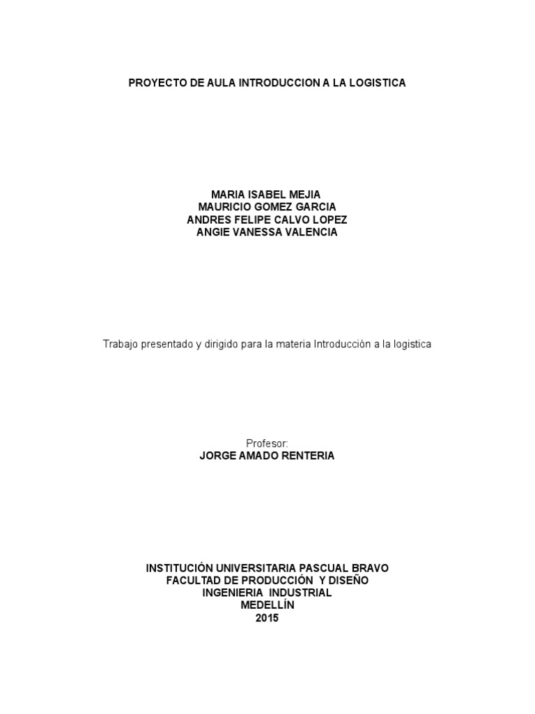 Proyecto de Aula Introducción A La Logistica | PDF | Negocios