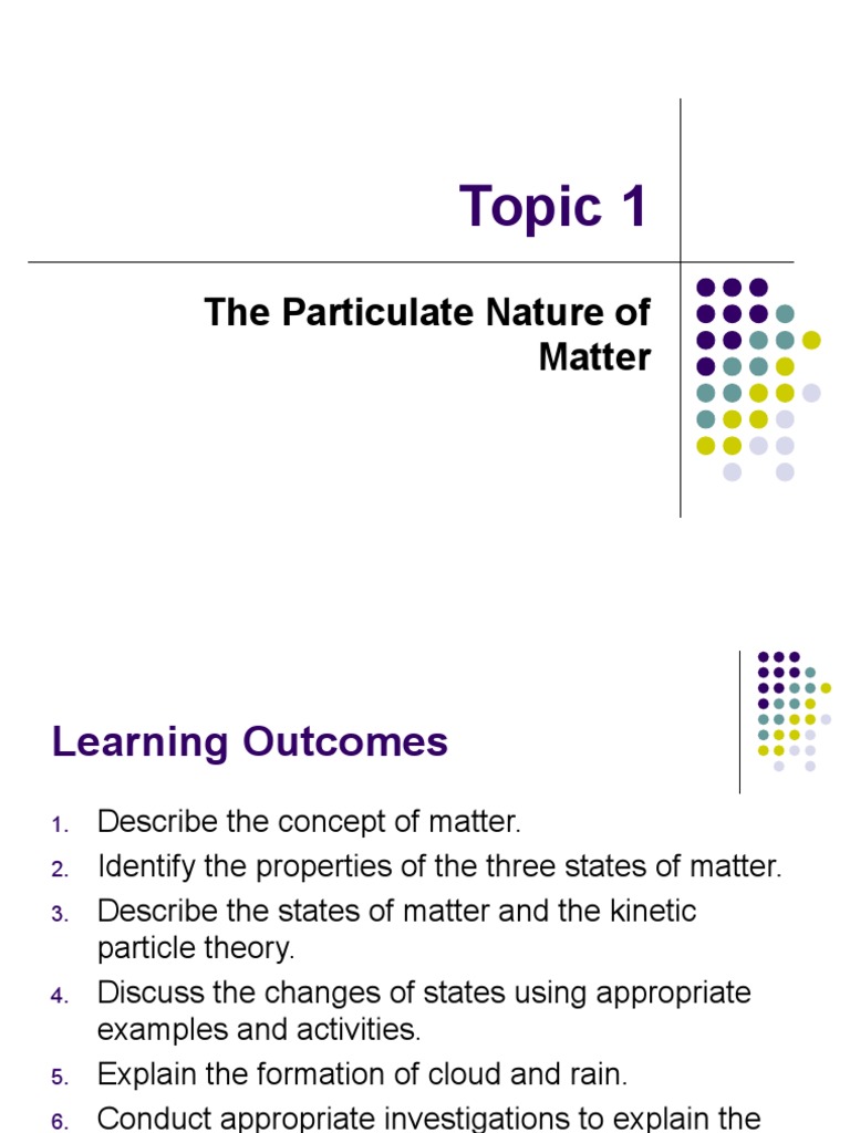 Topic 1 The Particulate Nature of Matter | PDF | Matter | Cloud