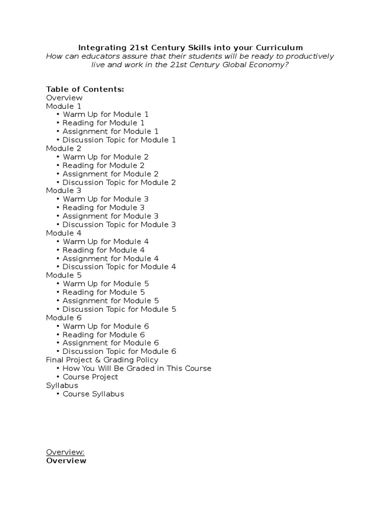 Integrating 21st Century Skills in Education | PDF | Project Based ...