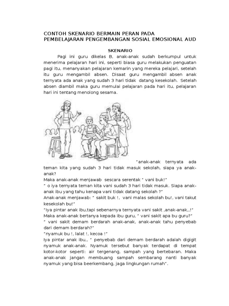 Contoh Skenario Bermain Peran Pada Pembelajaran Pengembangan Sosial