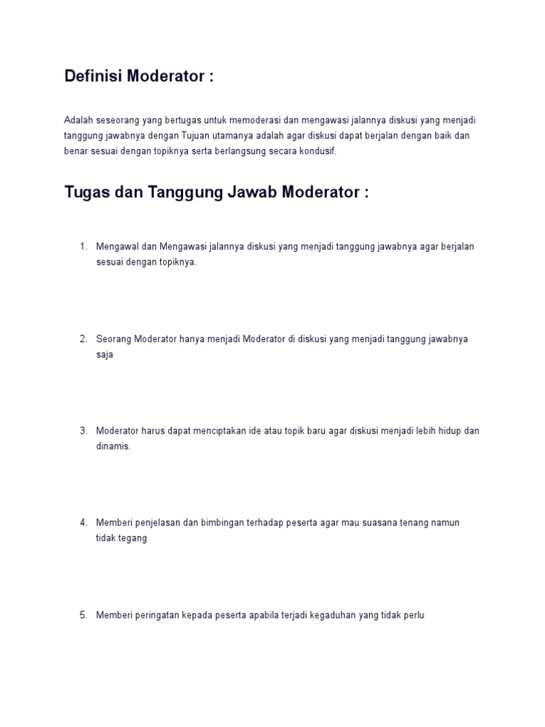 Tugas Moderator
