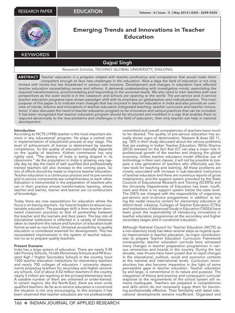 Innovations in Teacher Education | PDF | Teacher Education | Teachers