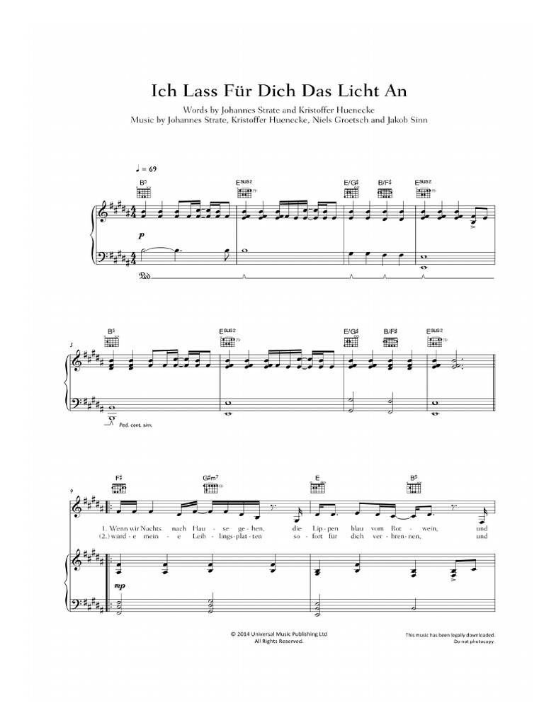 Ich Lass Für Dich Das Licht An Lyrics
