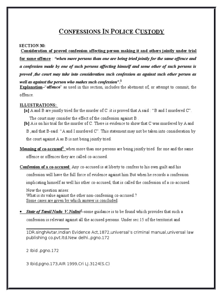 Confessions in Police Custody Confession (Law) Conspiracy (Criminal)