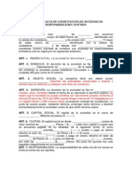 Modelo de Acta de Constitución de Sociedad de Responsabilidad Limitada