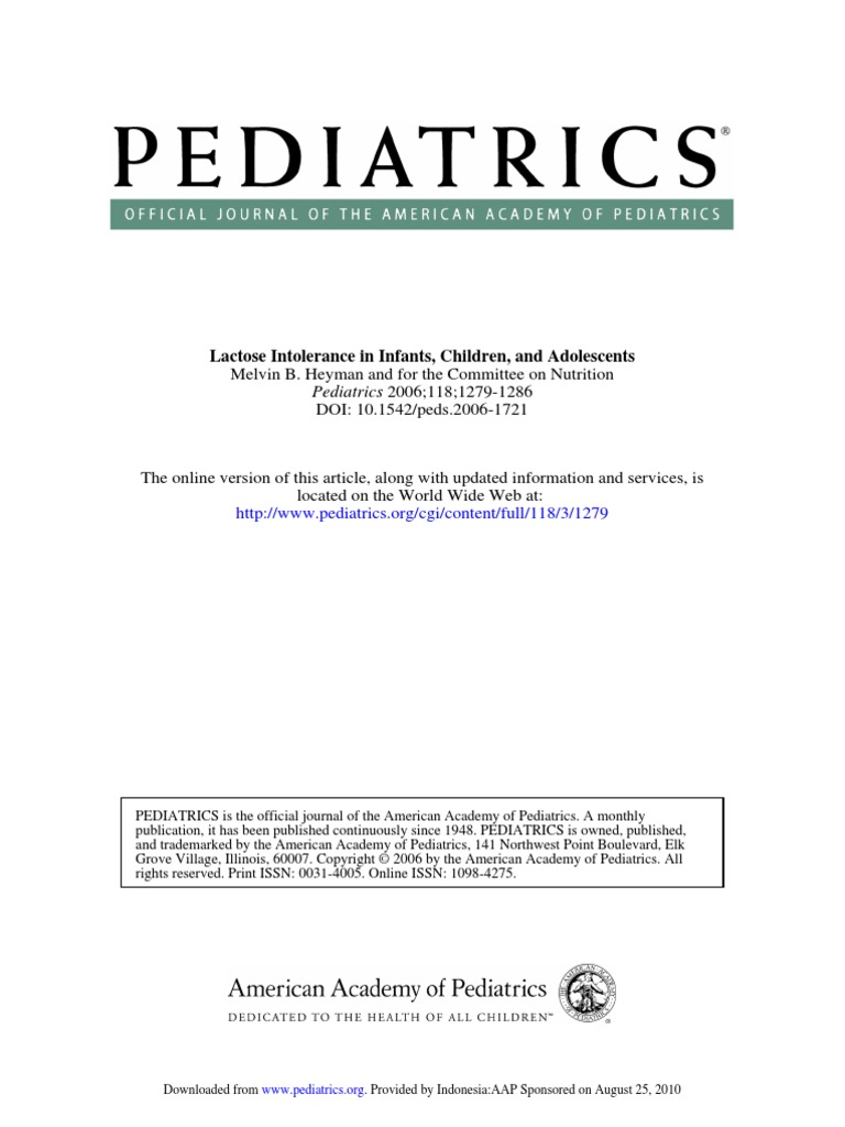 Lactose Intolerance in Infants PDF Food Intolerance Milk