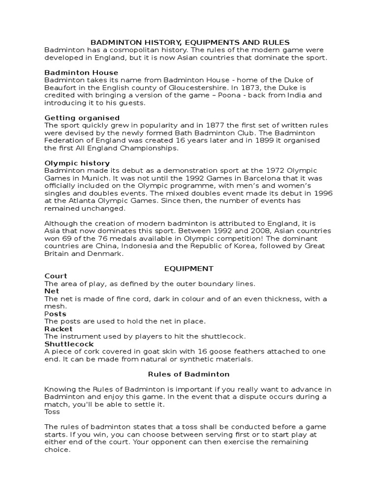 Badminton History | Referee | Athletic 