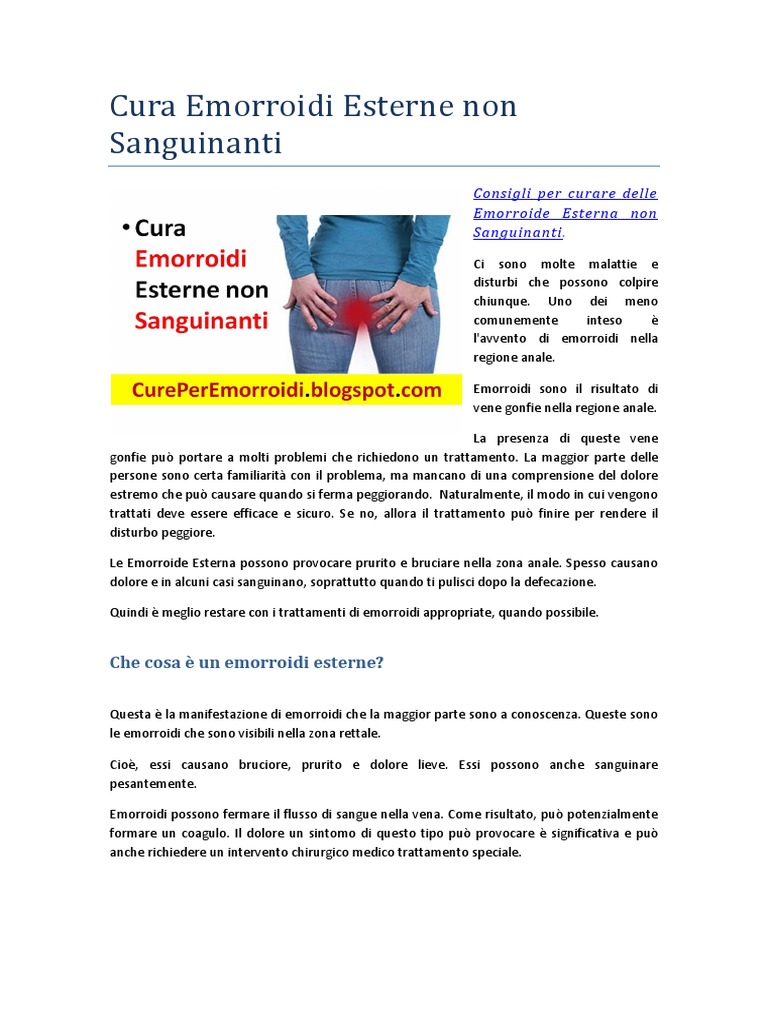 Cura Emorroidi Esterne non Sanguinanti consigli per curare delle