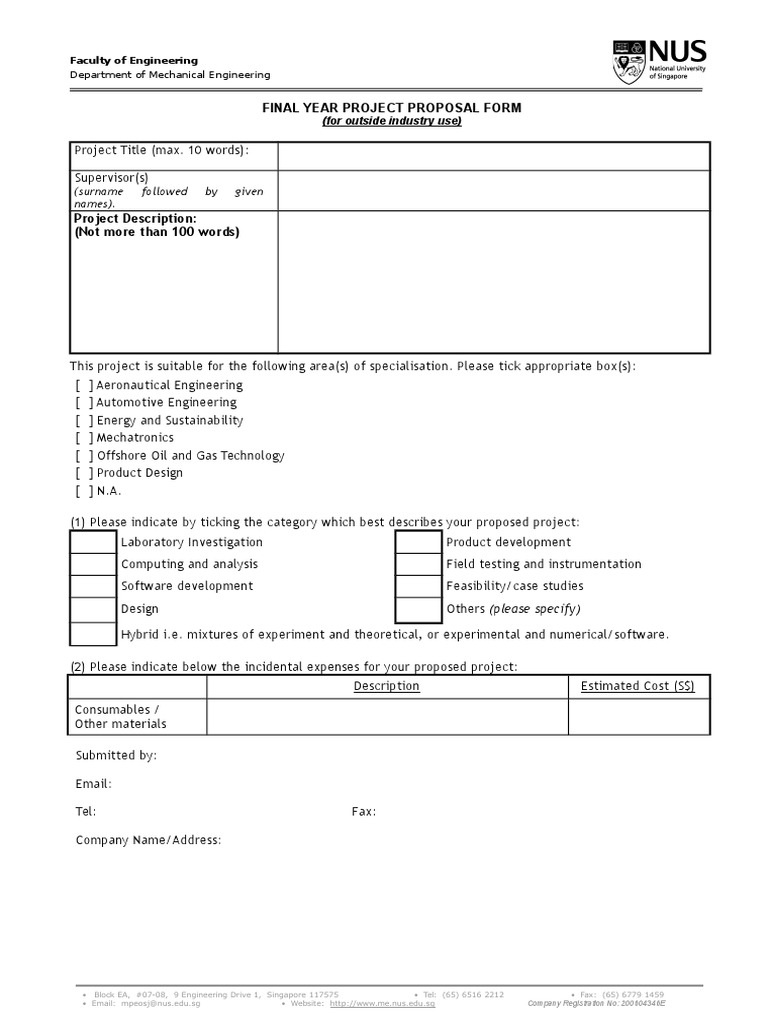 Final Year Project Proposal Form: (Surname Followed by Given Names ...