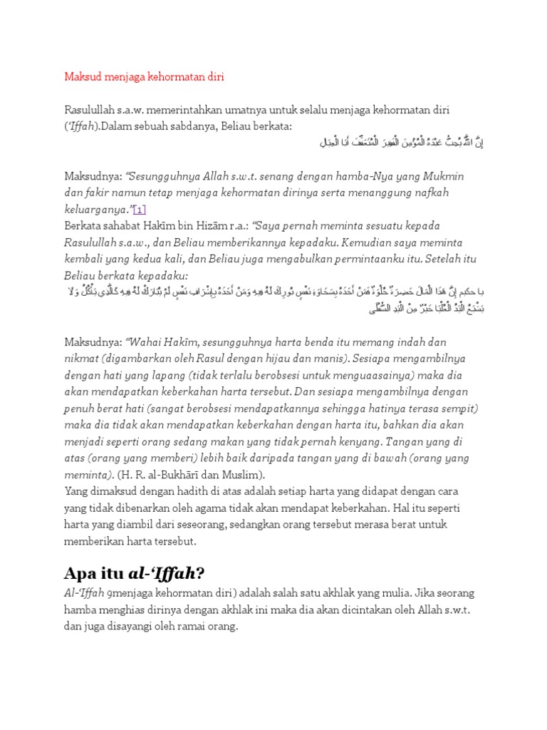 Maksud Menjaga Kehormatan Diri Docx