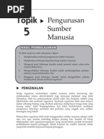 Topik 5 Pengurusan Sumber Manusia