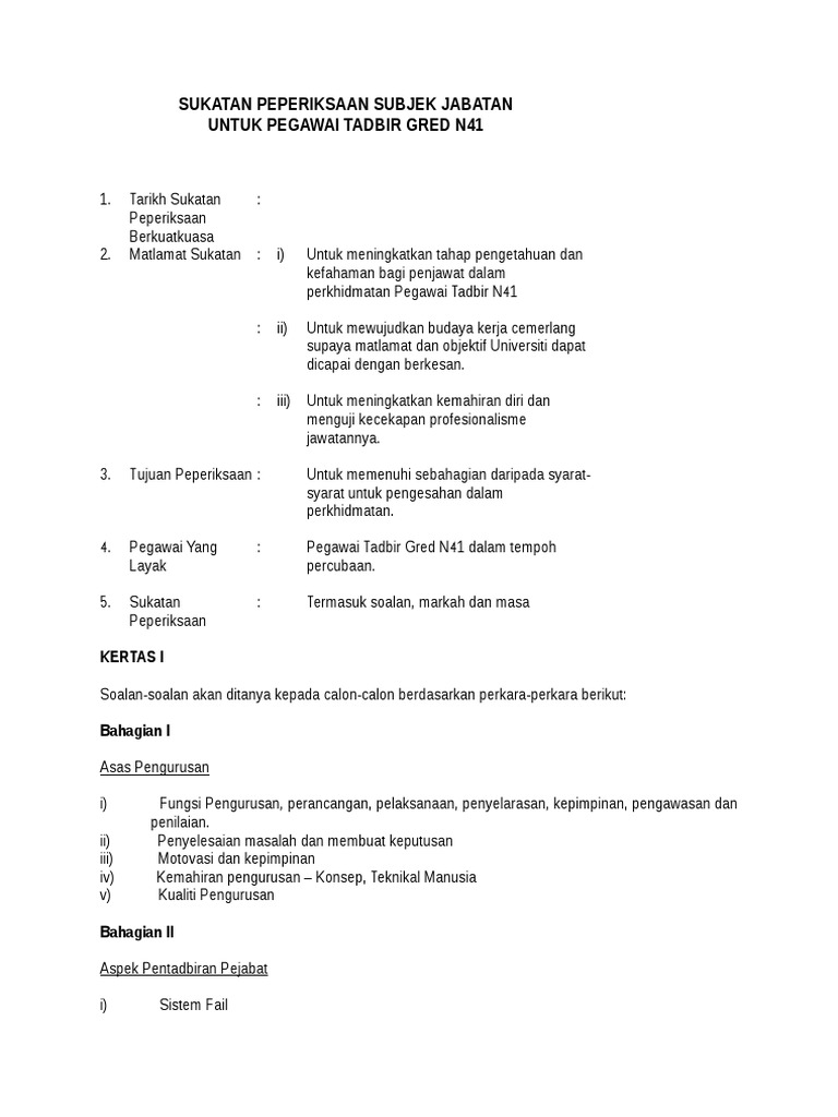 Sukatan Peperiksaan Subjek Jabatan PDF