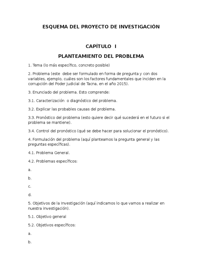 Esquema para El Proyecto de Investigación | PDF