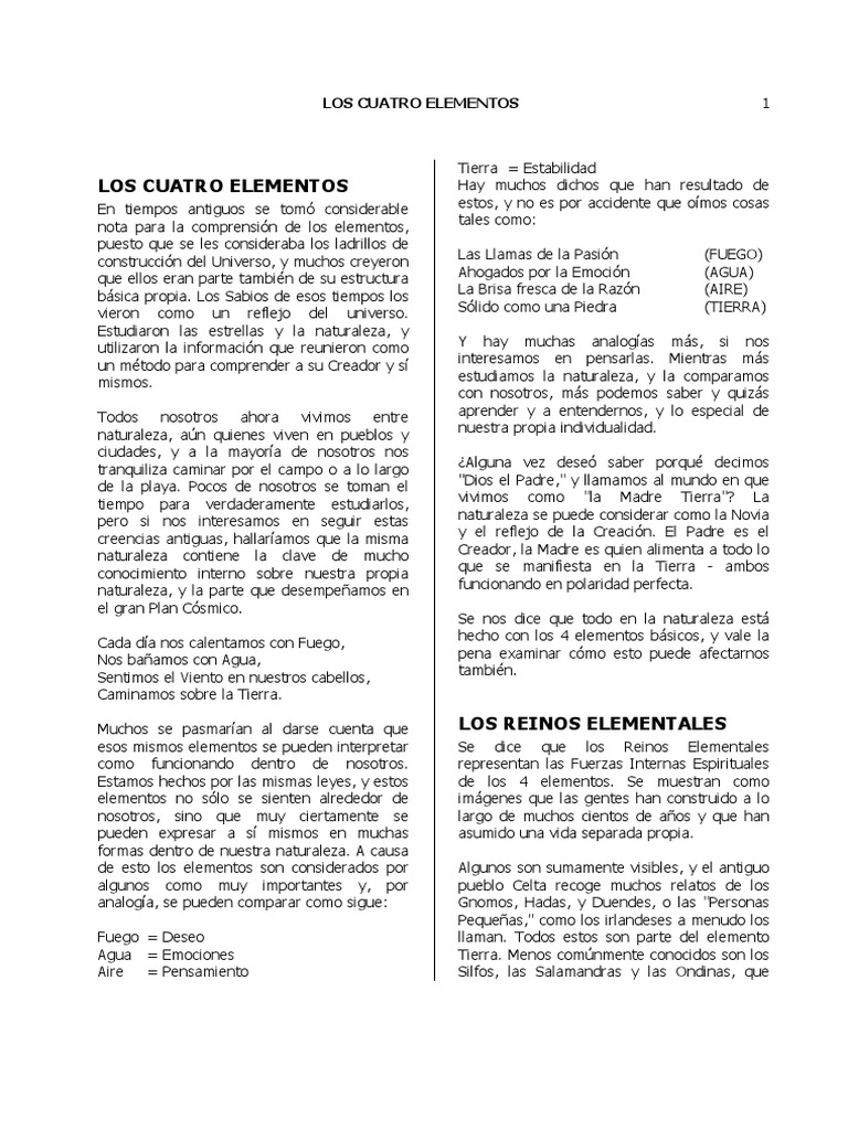 Los Cuatro Elementos de la Naturaleza | PDF | Incendios | Naturaleza