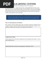 Establishing Values for Your Business Worksheet