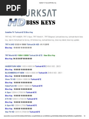 Satellite TV Turksat 42°E Biss Key | PDF