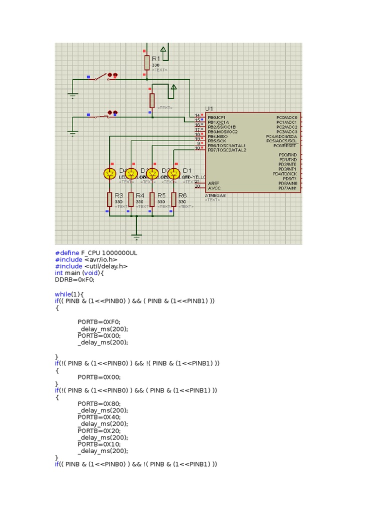 AVR LED Blinking Program Code | PDF