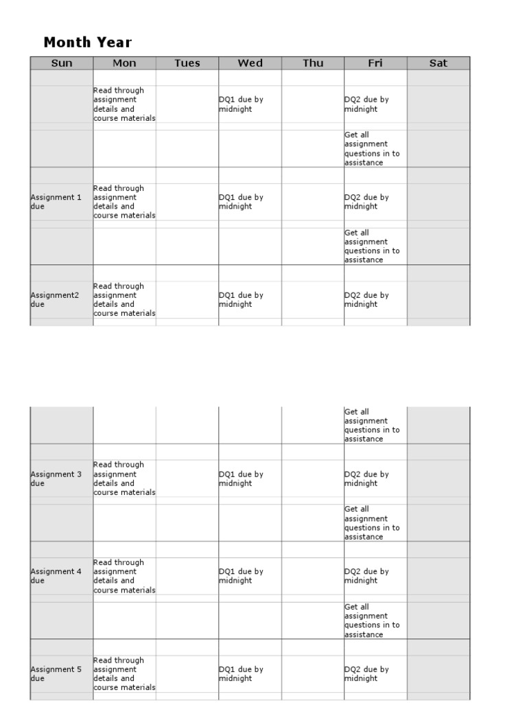 Assignment Deadlines and DQ Schedule | PDF