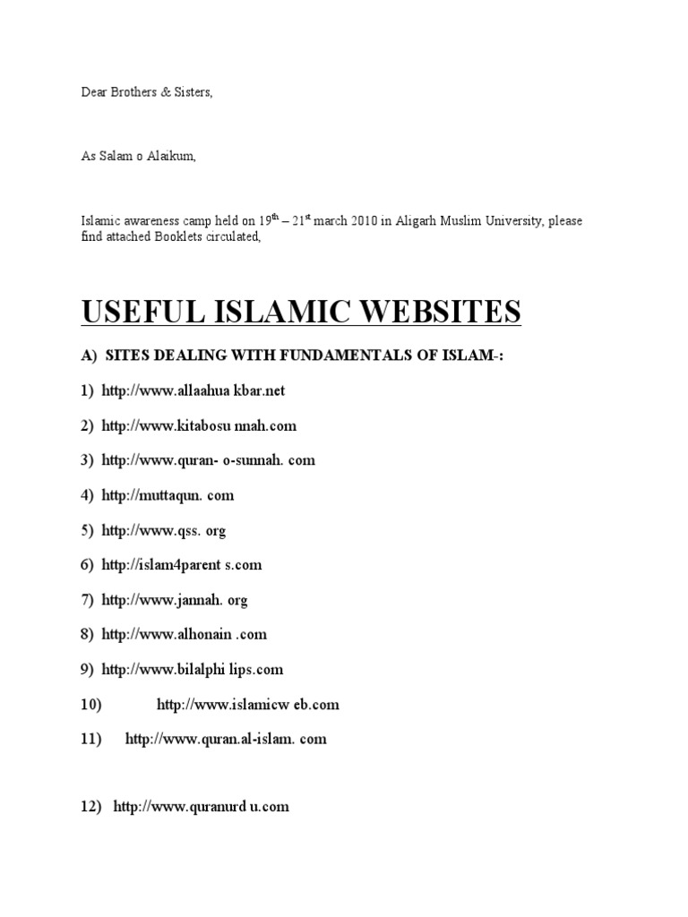 Useful Islamic Websites: A) Sites Dealing With Fundamentals of Islam ...