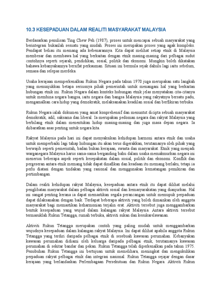 Kesepaduan Dalam Masyarakat Malaysia Pdf