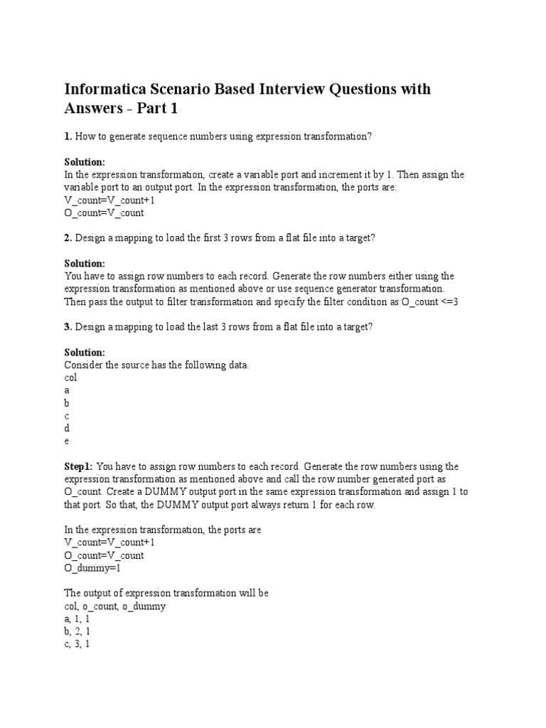 Informatica scenario based interview questions with answers pdf