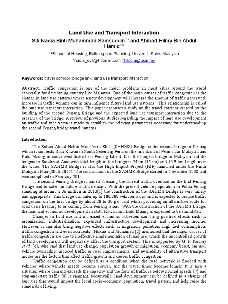 Land Use And Transport Interaction Pdf Industries Land Transport