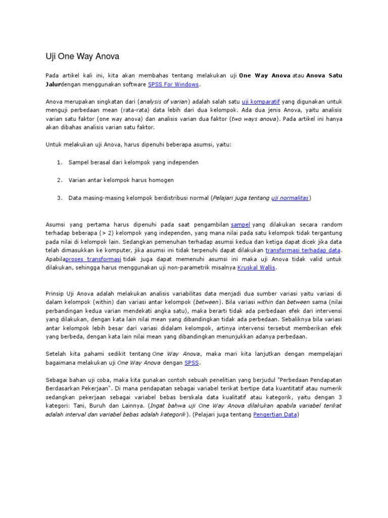 15++ Contoh Soal Uji Anova One Way - Kumpulan Contoh Soal