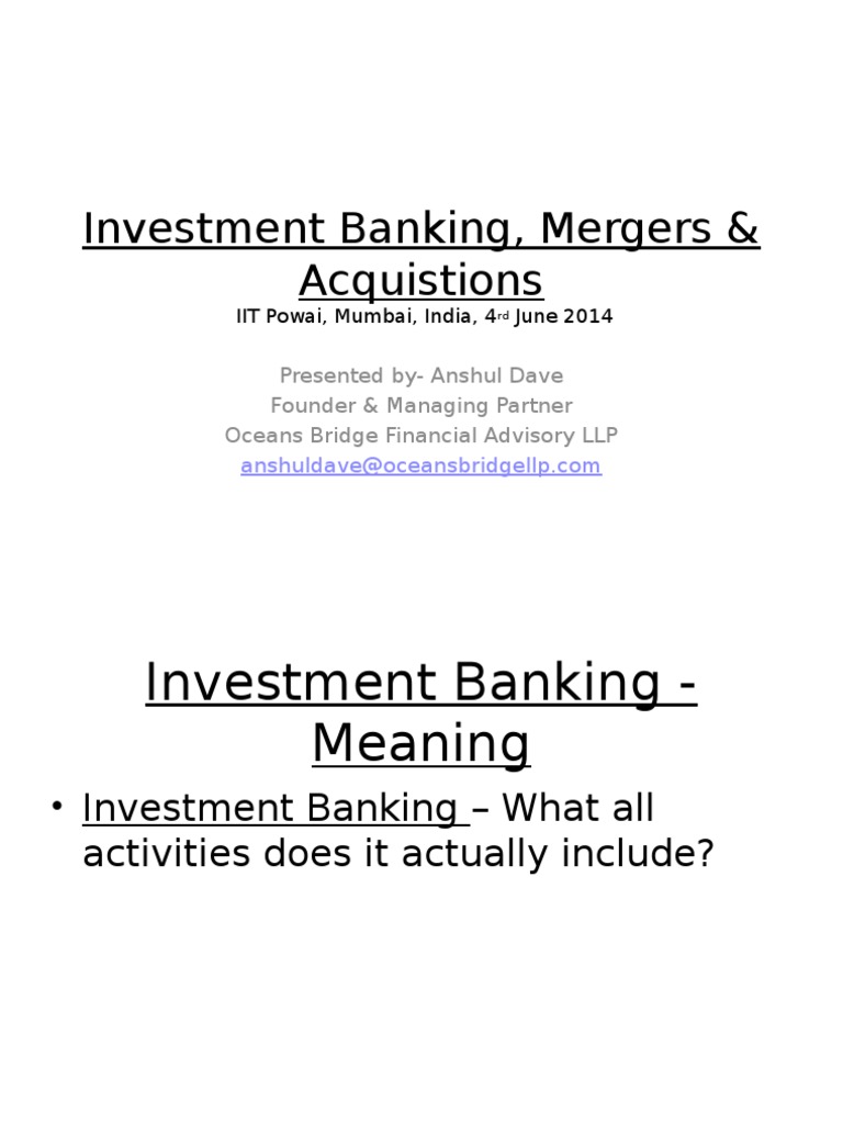 Investment Banking Presentation Investment Banking (25 views)