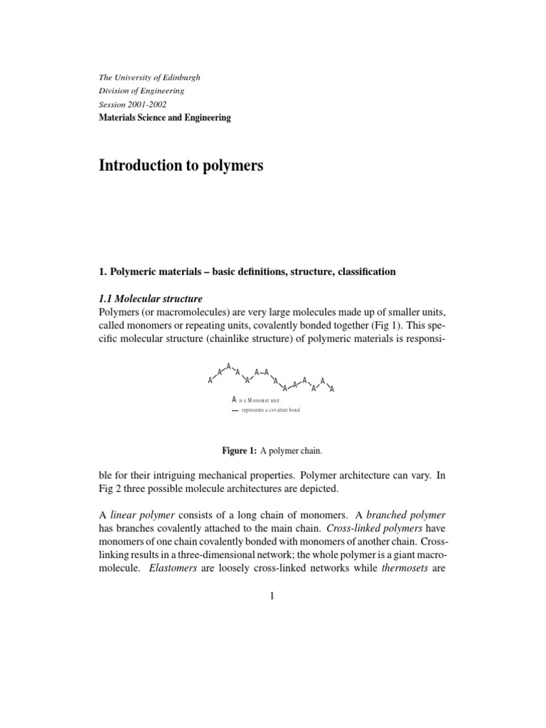 Intro to Polymers for Engineers | PDF