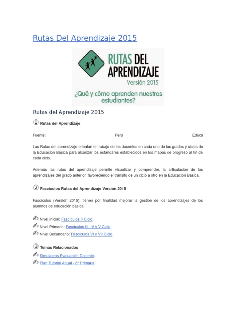 Rutas de Aprendizaje 2015 en Primaria | PDF