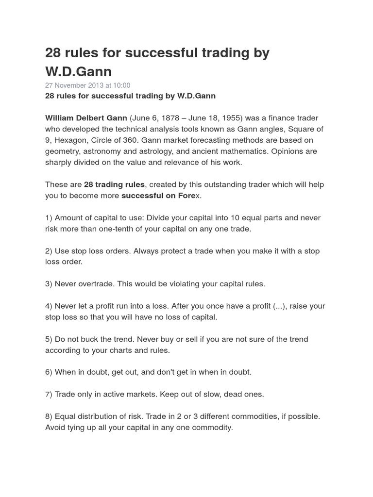 W.D. Gann's 28 Rules for Successful Trading Insights from a Legendary