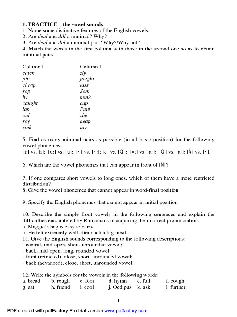 English Vowel Sounds Practice Guide | PDF | Phonetics | Human Voice