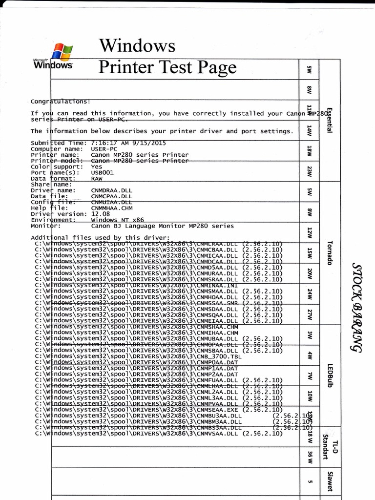 Canon MP280 Printer Driver Info | PDF
