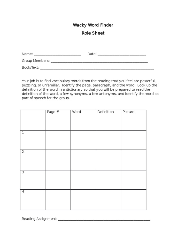 Vocabulary Word Finder Worksheet | PDF