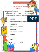 Orientaciones Didacticas Matematicas Para La Etapa Númerica