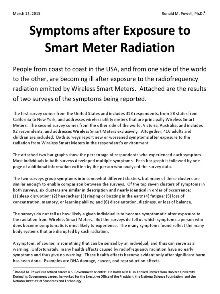 Symptoms After Exposure To Smart Meter Radiation PDF Tinnitus