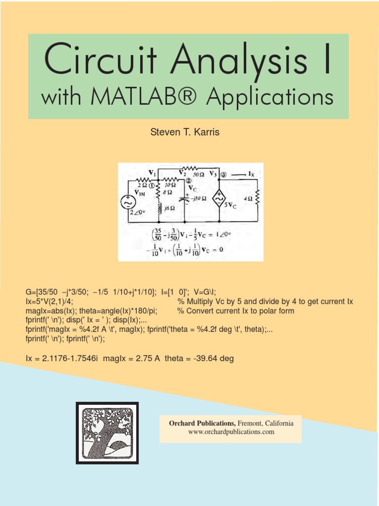 Electric Circuit Analysis With MATLAB Circuit Diagram