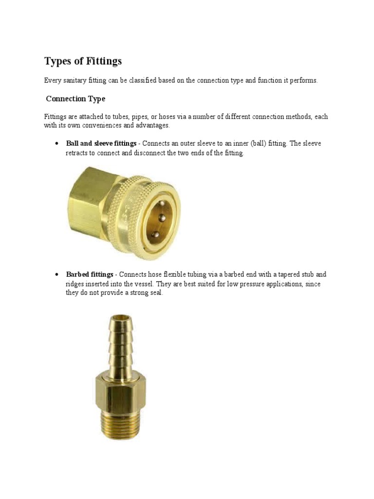 Types of Fittings PDF Building Engineering Gas Technologies