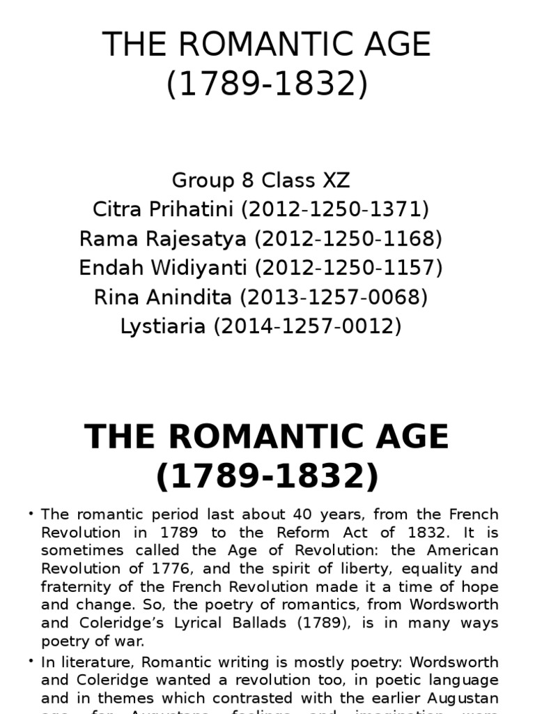 Key Figures of the Romantic Age | PDF | John Keats | William Wordsworth