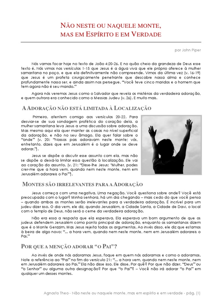 John Piper - Não Neste Ou Naquele Monte, Mas em Espírito e em Verdade ...