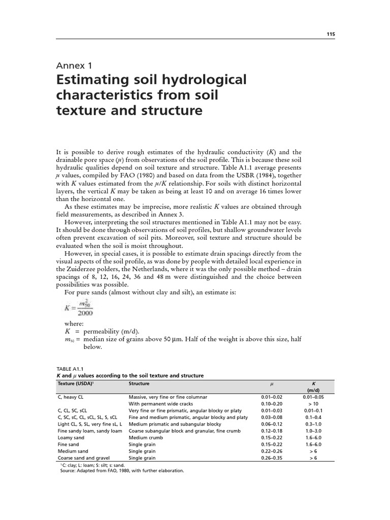 Soil Hydrology: Estimating K and μ Values | PDF | Aquifer | Irrigation