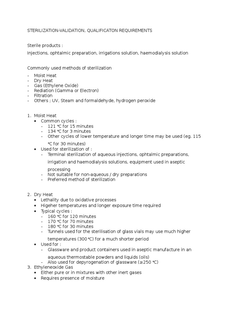 Sterilization Validation, Qualification Requirements Sterilization