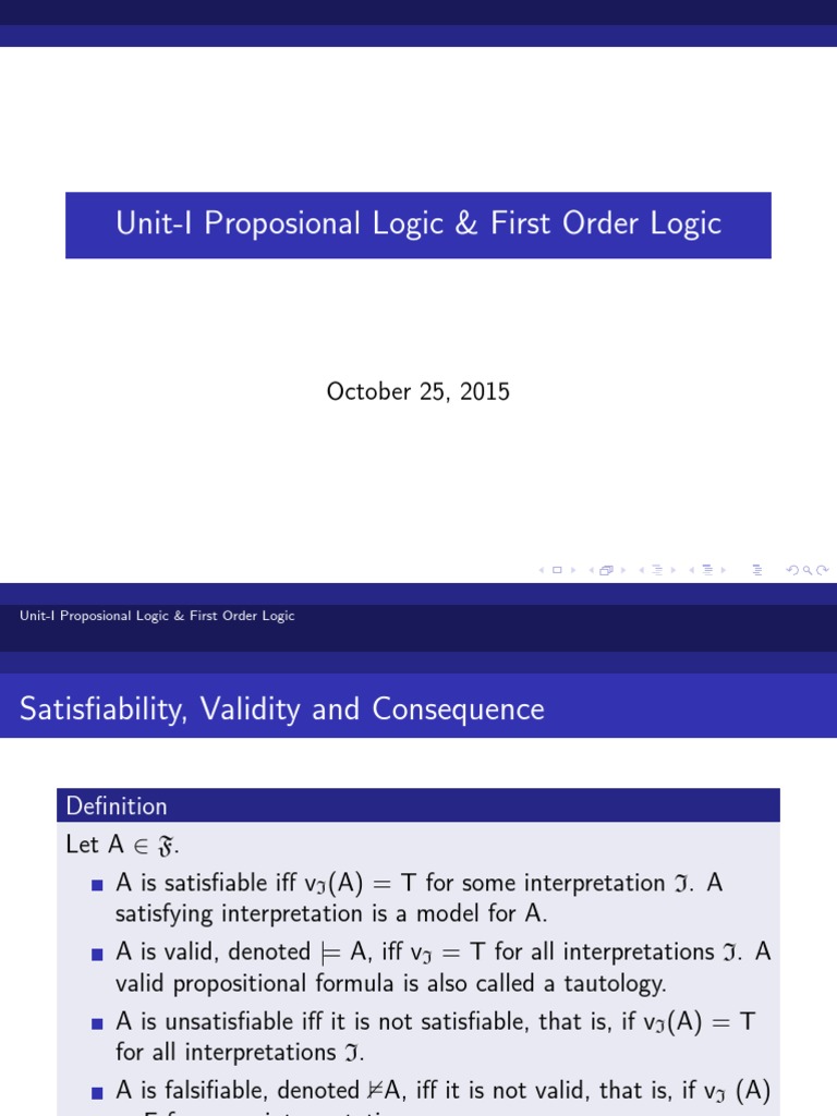 Proportional Logic and First Order Logic | PDF | First Order Logic ...